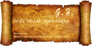 Grünblat Henrietta névjegykártya